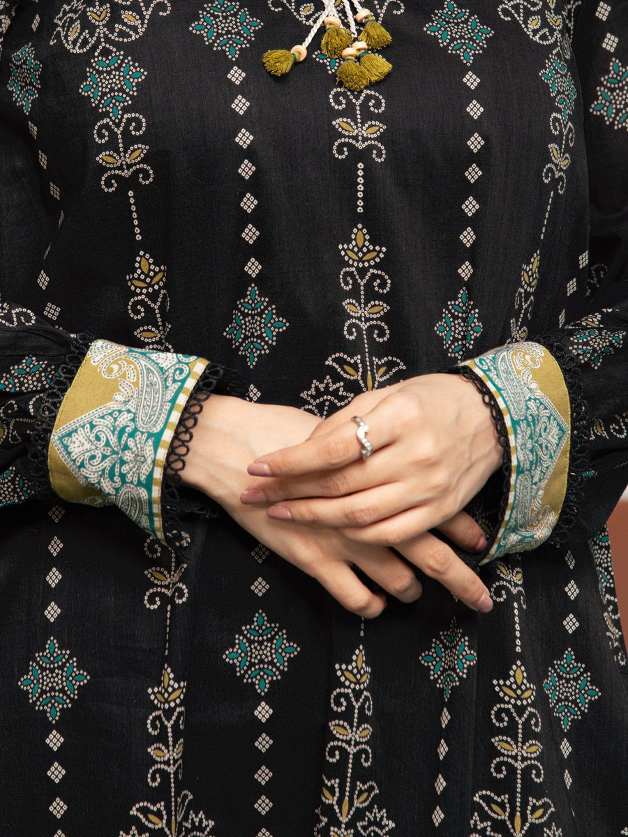 edenrobe Allure Printed Khaddar Unstitched 3Pc Suit EWU23A3S-27607-3P