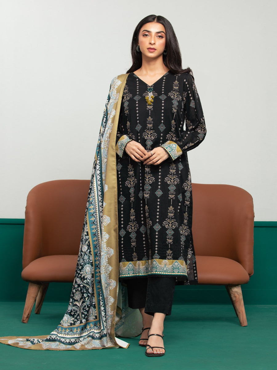 edenrobe Allure Printed Khaddar Unstitched 3Pc Suit EWU23A3S-27607-3P