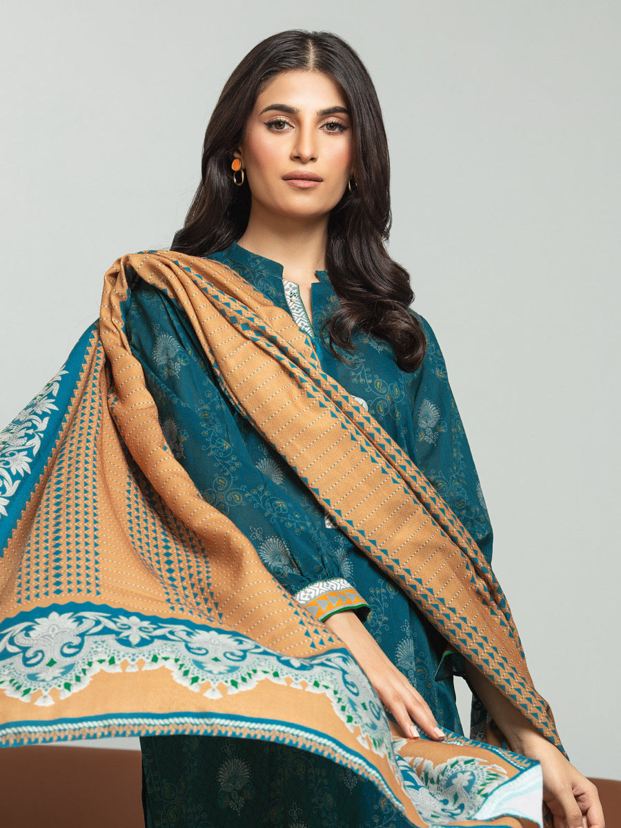 edenrobe Allure Printed Khaddar Unstitched 3Pc Suit EWU23A3S-27617-3P