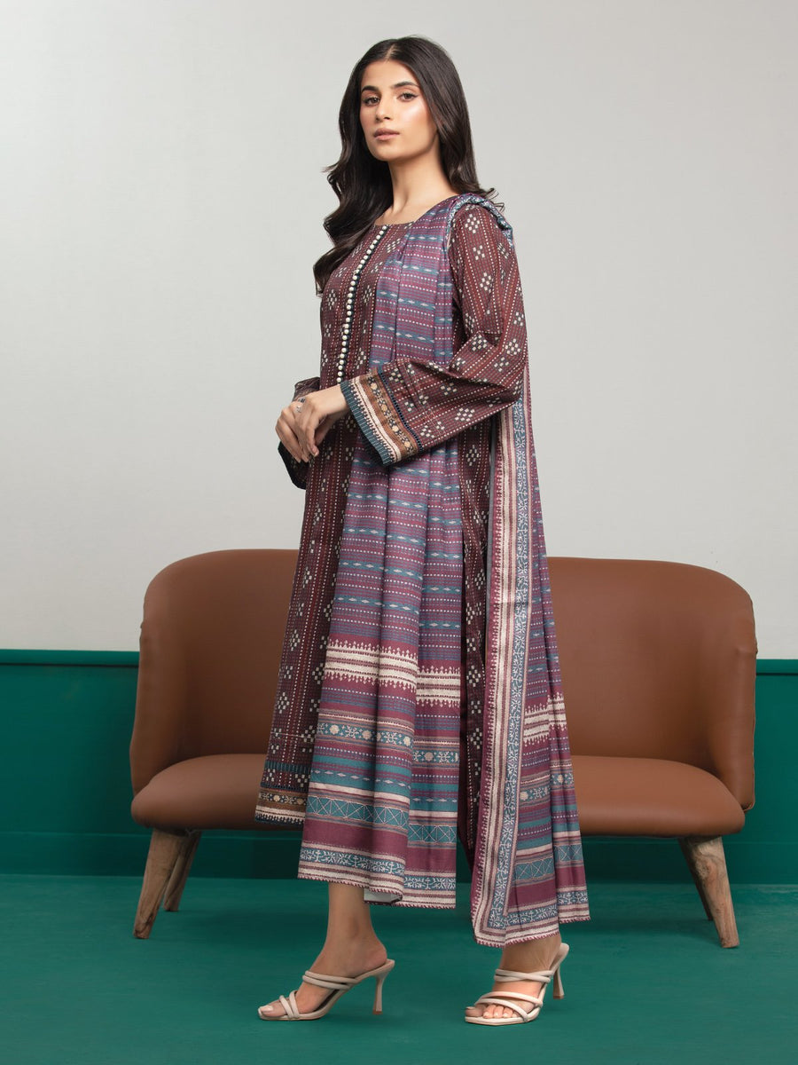 edenrobe Allure Printed Khaddar Unstitched 3Pc Suit EWU23A3S-27627-3P