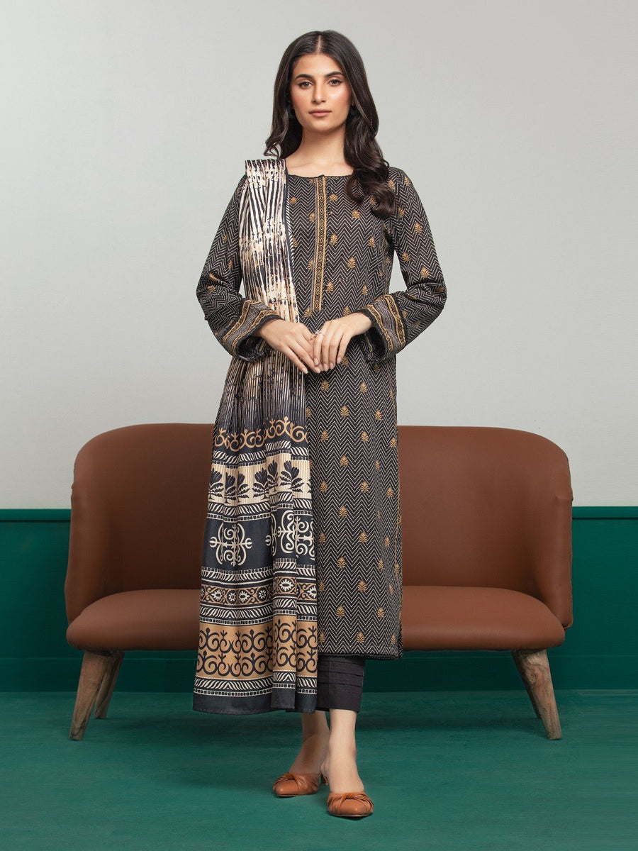 edenrobe Allure Printed Khaddar Unstitched 3Pc Suit EWU23A3S-27634-3P