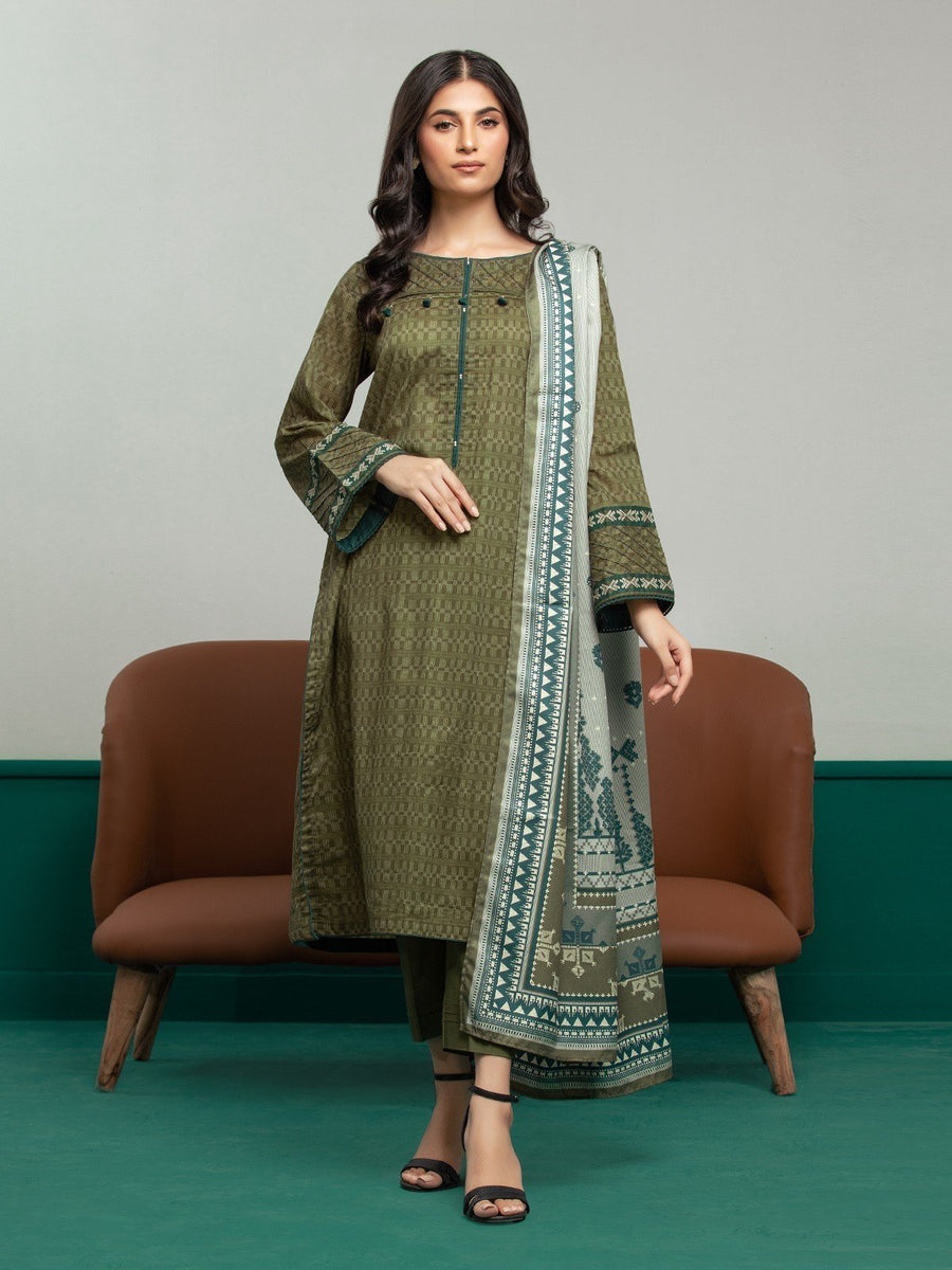 edenrobe Allure Printed Khaddar Unstitched 3Pc Suit EWU23A3S-27635-3P
