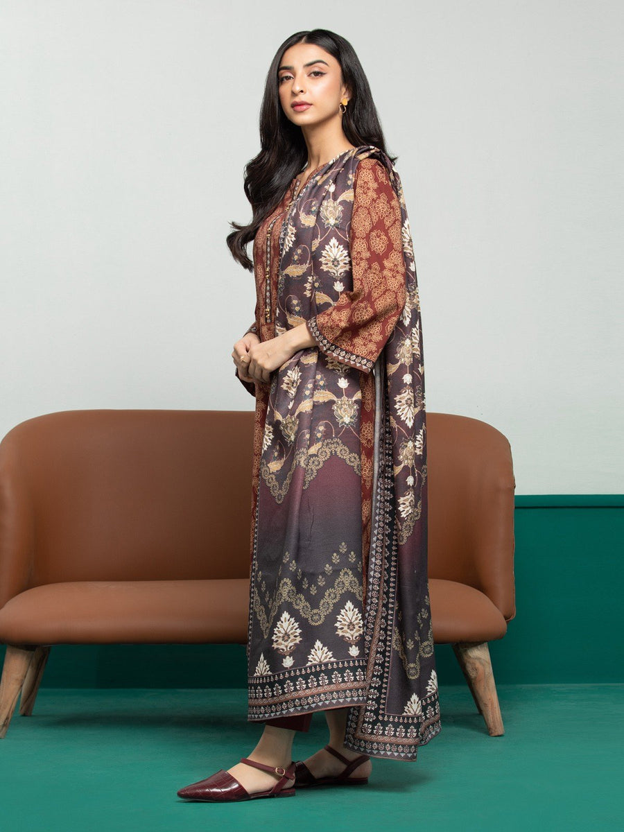 edenrobe Allure Printed Khaddar Unstitched 3Pc Suit EWU23A3S-27642-3P