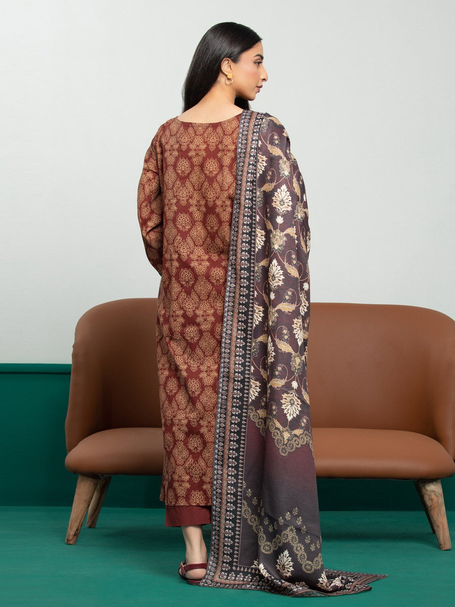 edenrobe Allure Printed Khaddar Unstitched 3Pc Suit EWU23A3S-27642-3P