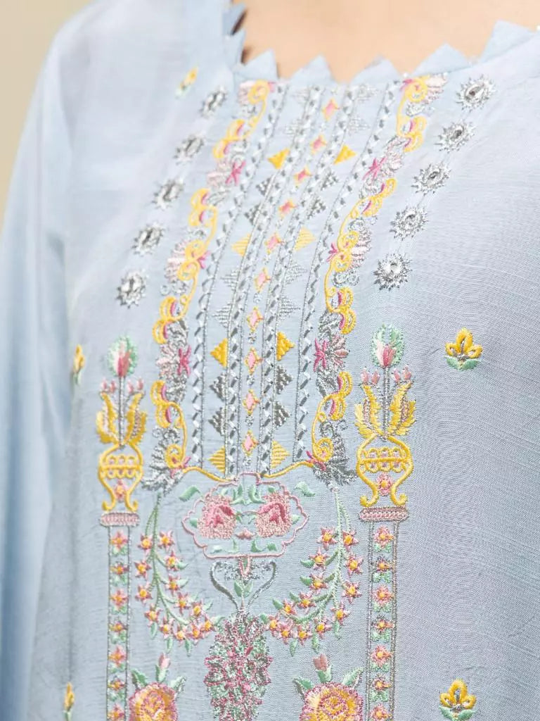 edenrobe Premium Festive Unstitched Raw Silk 3Pc Suit EWU23V16-26665