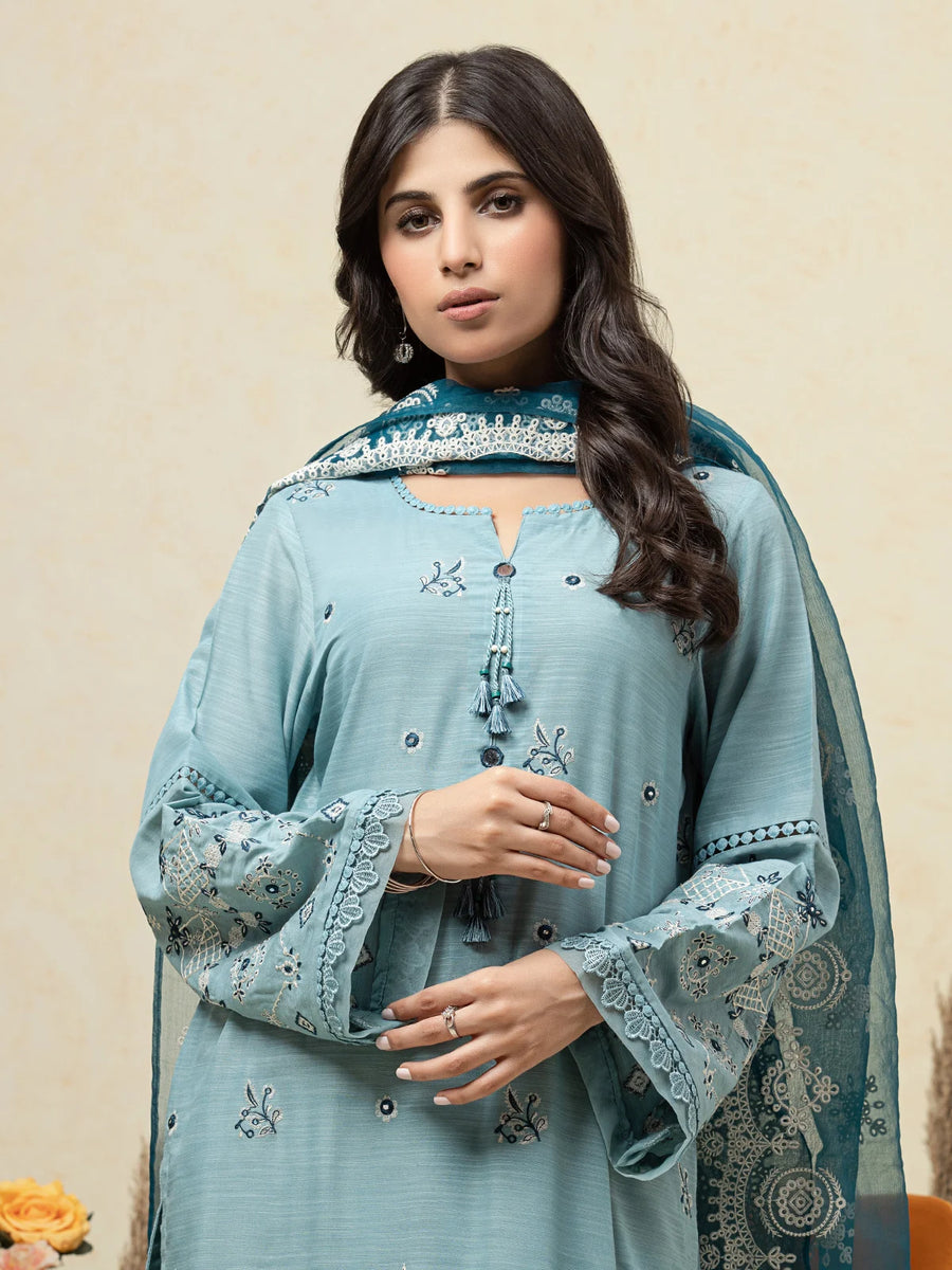 edenrobe Premium Festive Unstitched Raw Silk 3Pc Suit EWU23V16-26667