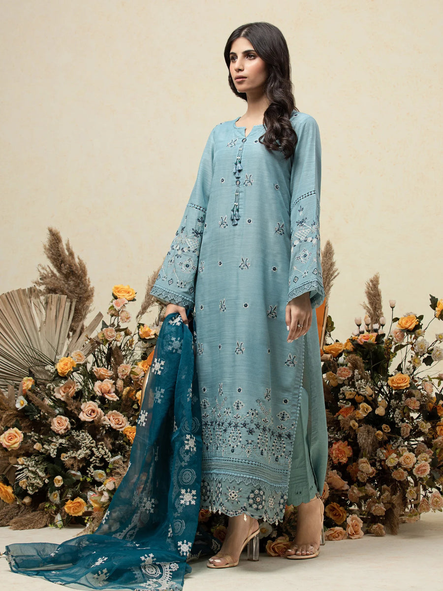 edenrobe Premium Festive Unstitched Raw Silk 3Pc Suit EWU23V16-26667