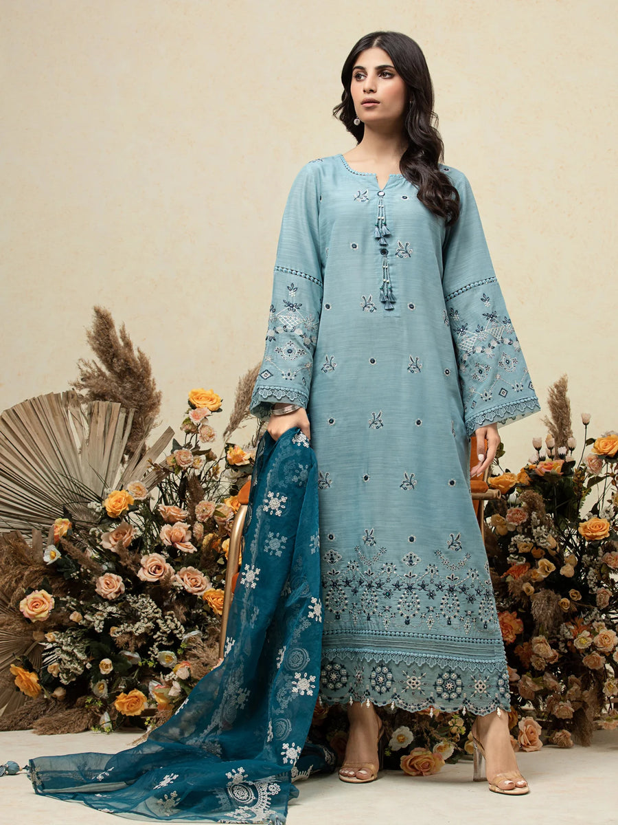 edenrobe Premium Festive Unstitched Raw Silk 3Pc Suit EWU23V16-26667
