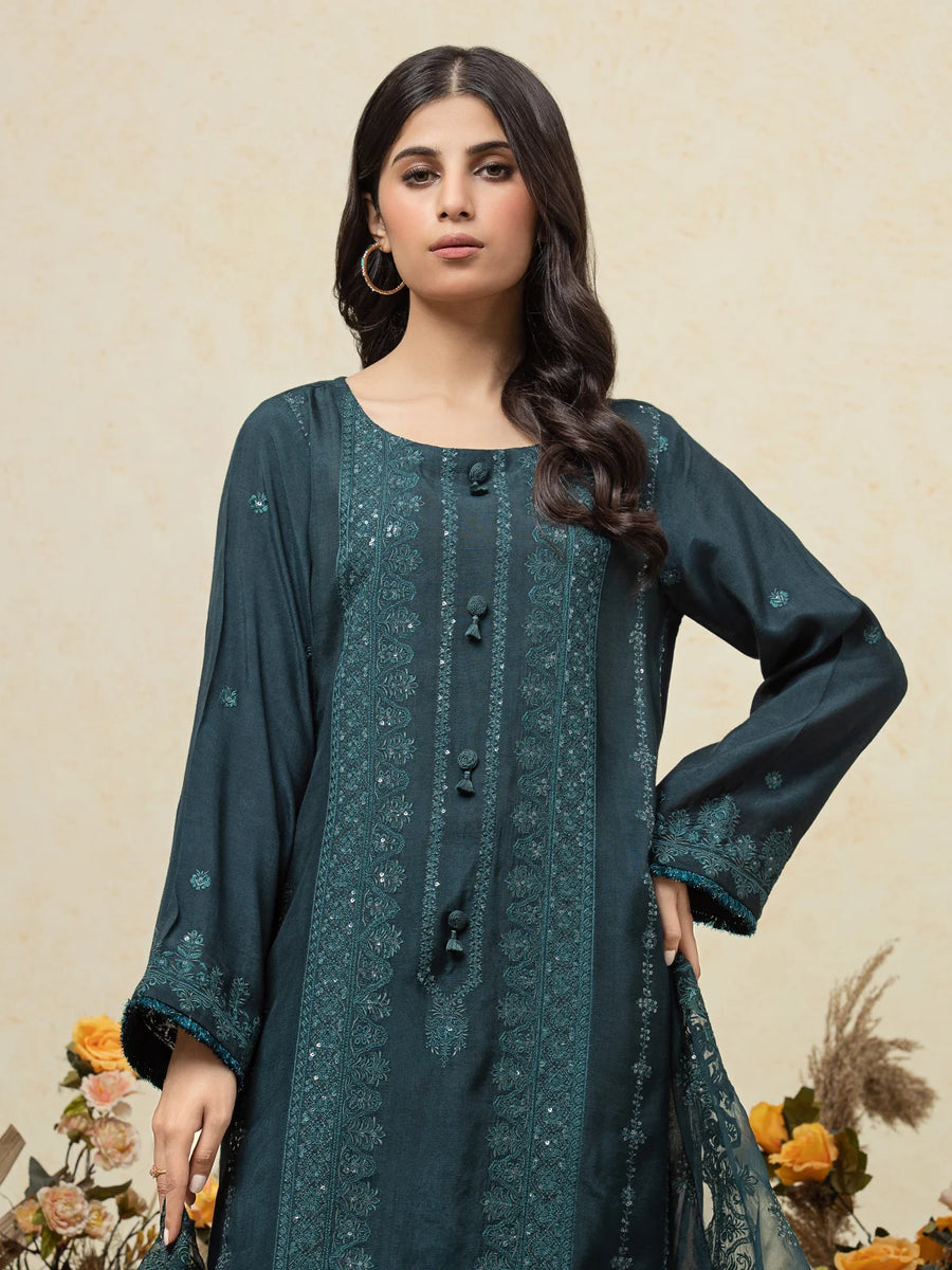 edenrobe Premium Festive Unstitched Raw Silk 3Pc Suit EWU23V16-26668