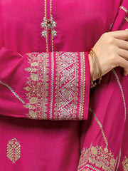 edenrobe Premium Festive Unstitched Raw Silk 3Pc Suit EWU23V16-26669