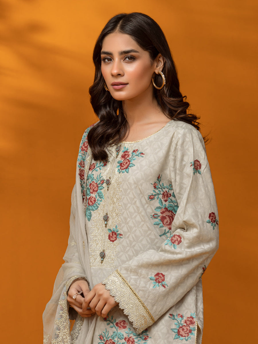 edenrobe Premium Festive Unstitched Dobby 3Pc Suit EWU23V7-26625