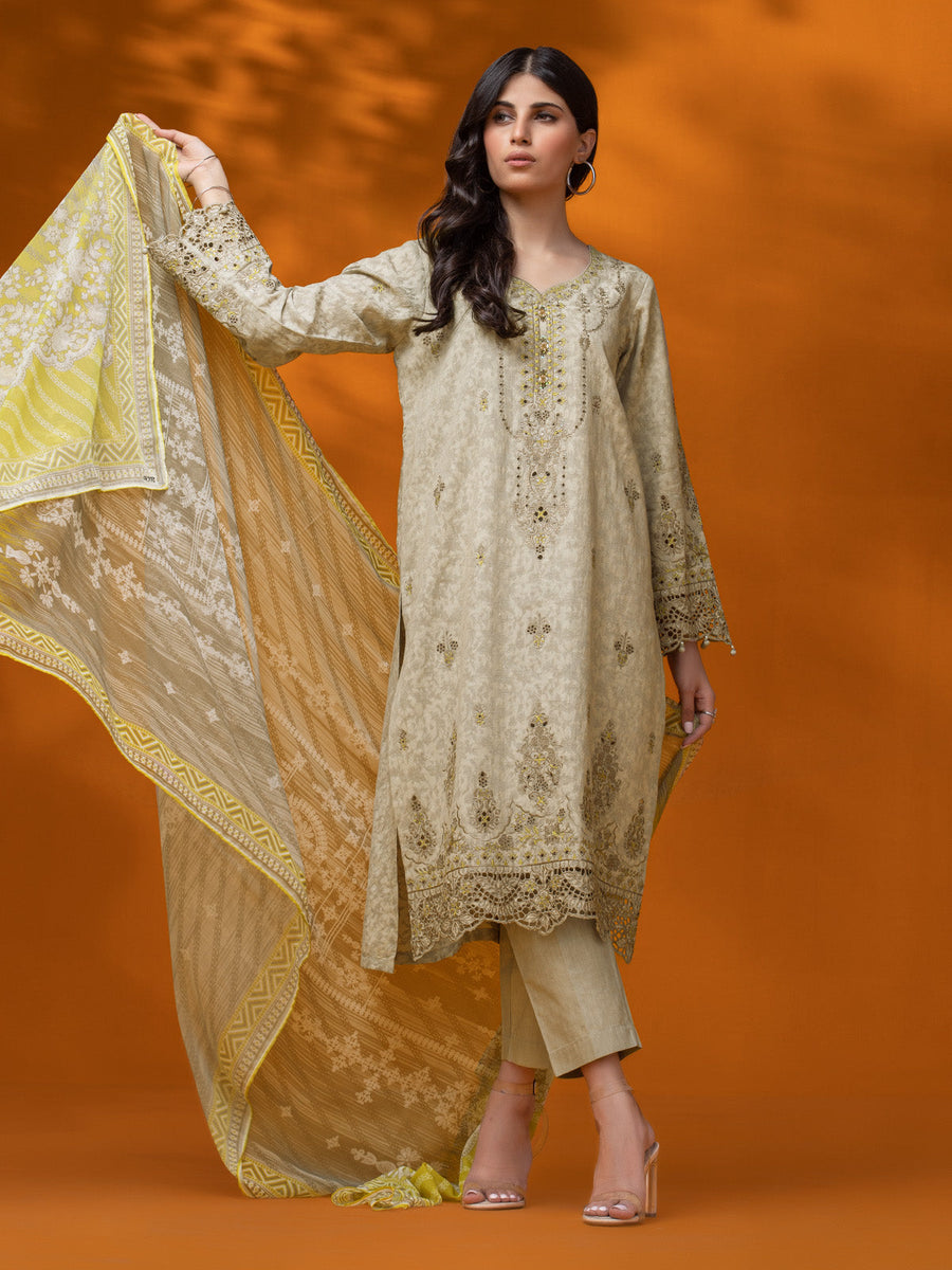 edenrobe Premium Festive Unstitched Dobby 3Pc Suit EWU23V7-26630-3P