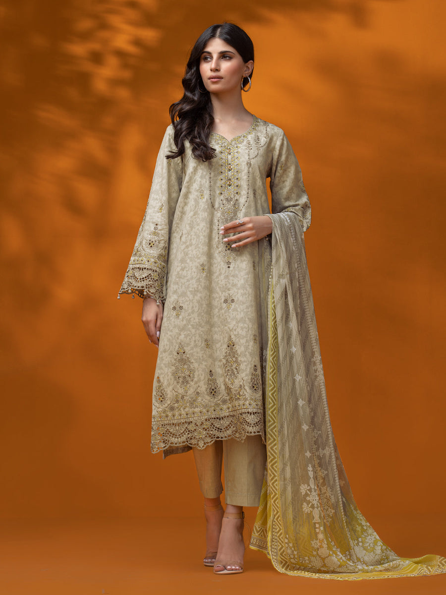 edenrobe Premium Festive Unstitched Dobby 3Pc Suit EWU23V7-26630-3P