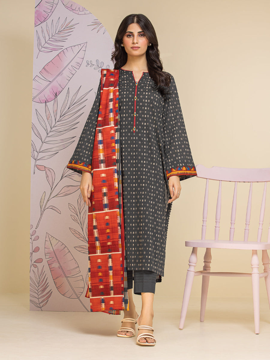 edenrobe Allure Lawn Unstitched Printed 3Pc Suit EWU24A1-26126-3P