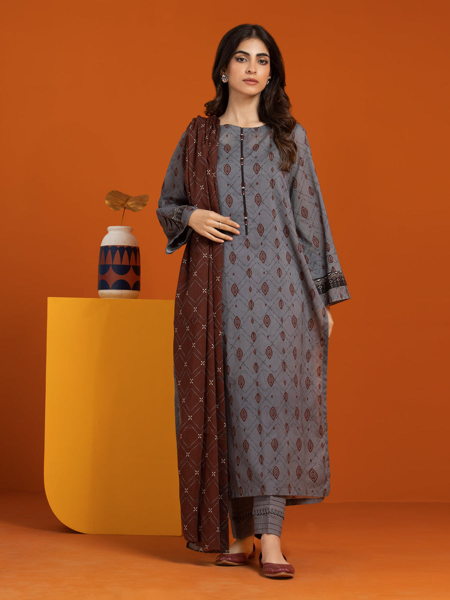 edenrobe Allure Lawn Unstitched Printed 3Pc Suit EWU24A1-27029