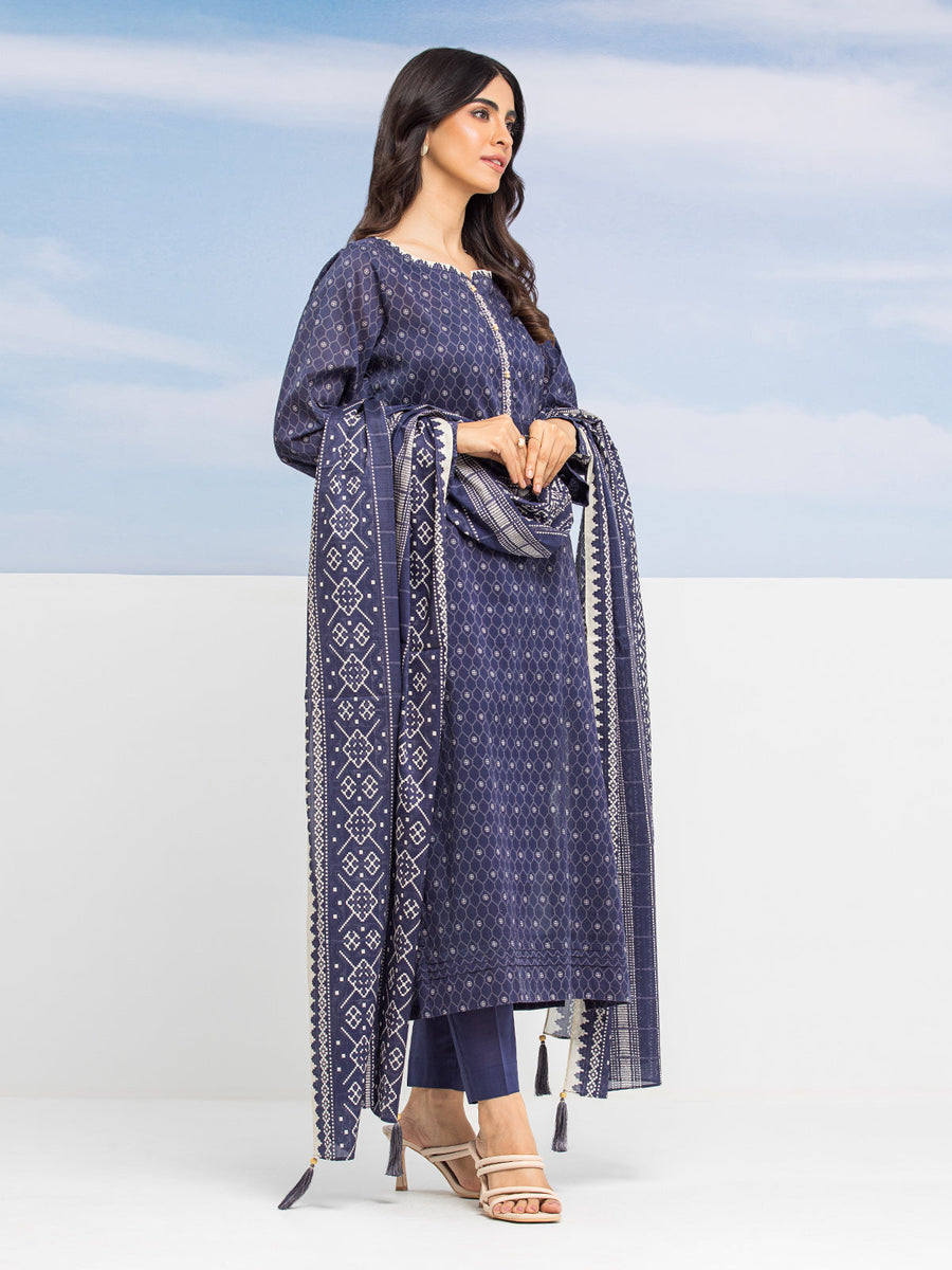 edenrobe Allure Lawn Unstitched Printed 3Pc Suit EWU24A1-28011-3P