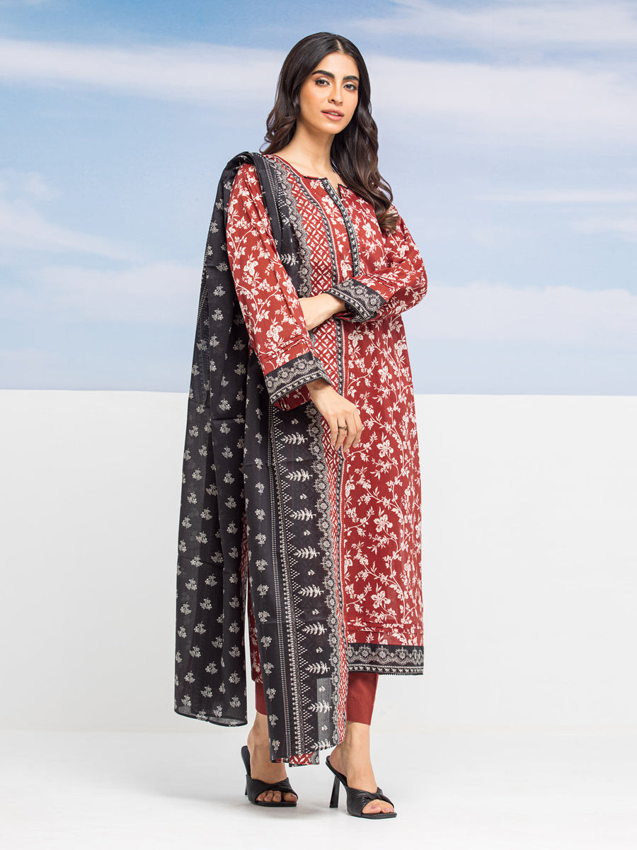 edenrobe Allure Lawn Unstitched Printed 3Pc Suit EWU24A1-28047-3P