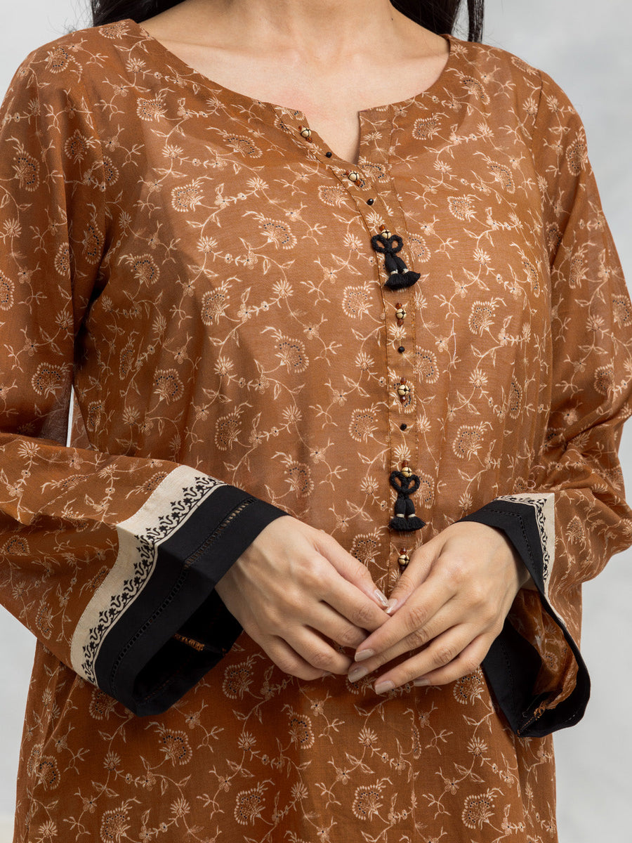 edenrobe Allure Lawn Unstitched Printed 3Pc Suit EWU24A1-28074
