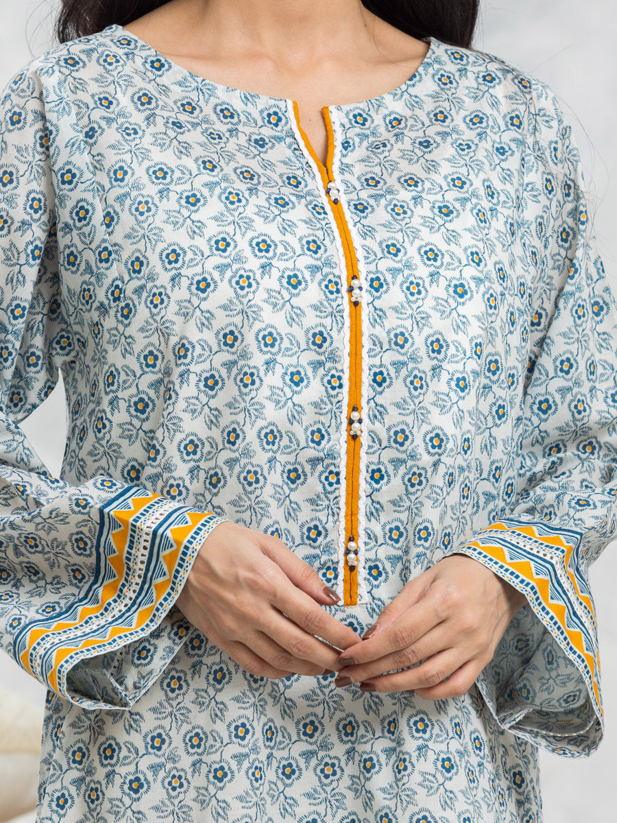 edenrobe Allure Lawn Unstitched Printed 3Pc Suit EWU24A1-28120