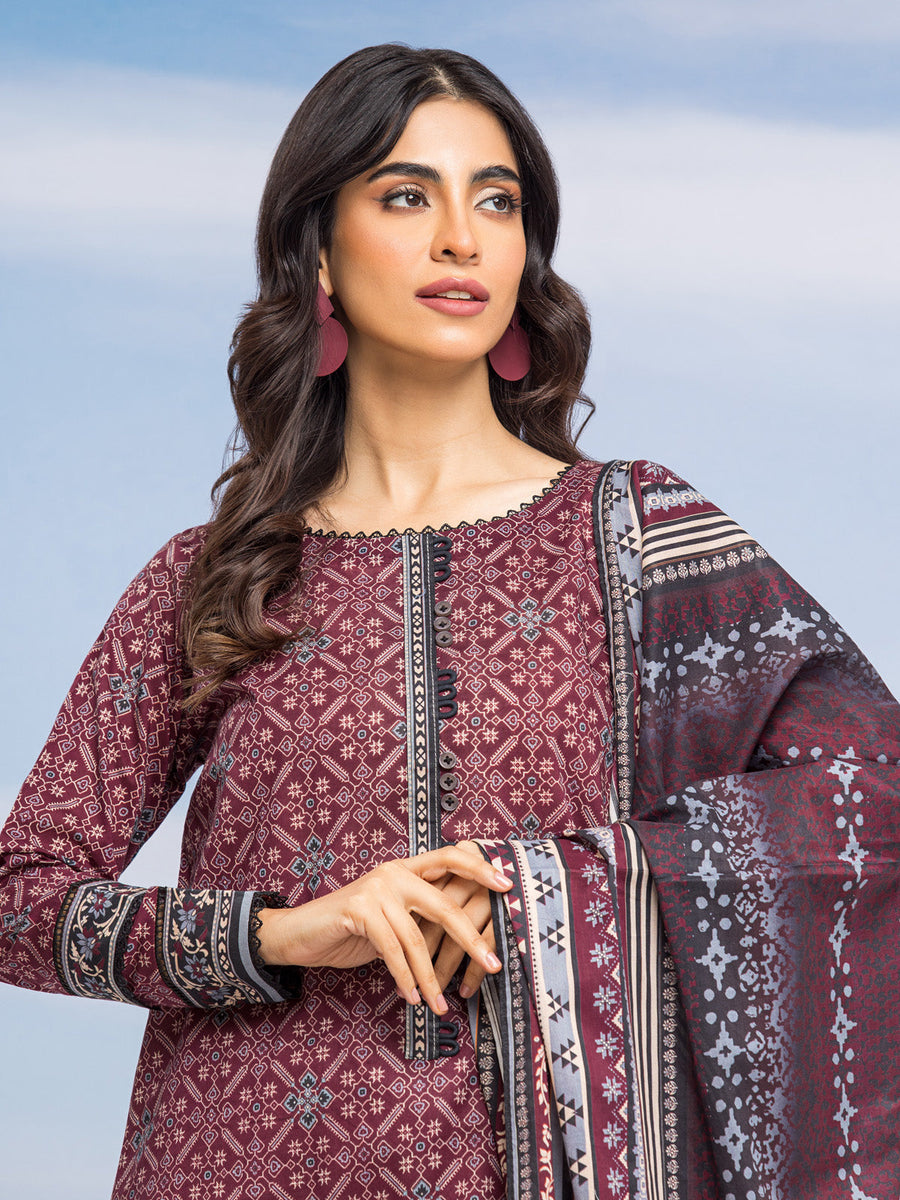 edenrobe Allure Lawn Unstitched Printed 3Pc Suit EWU24A1-28192-3P