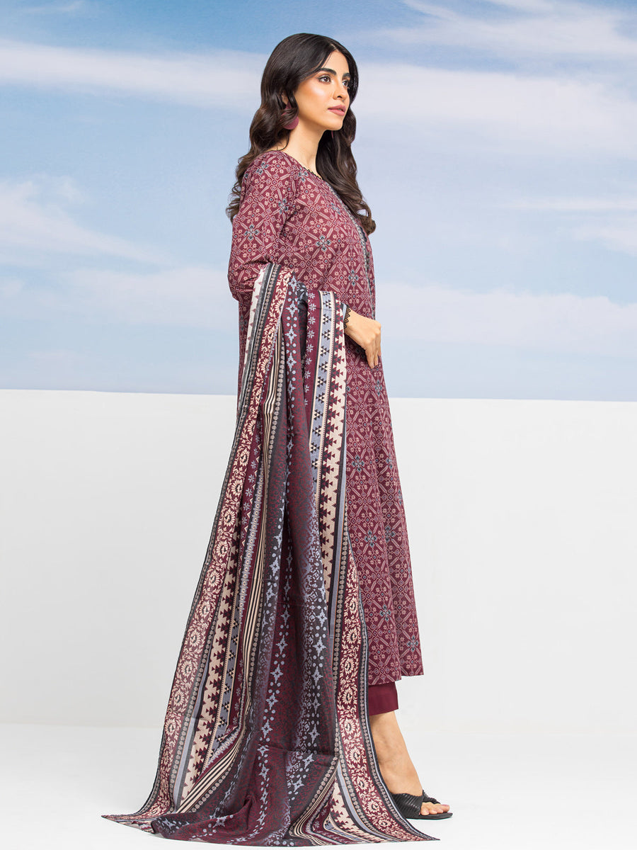 edenrobe Allure Lawn Unstitched Printed 3Pc Suit EWU24A1-28192-3P