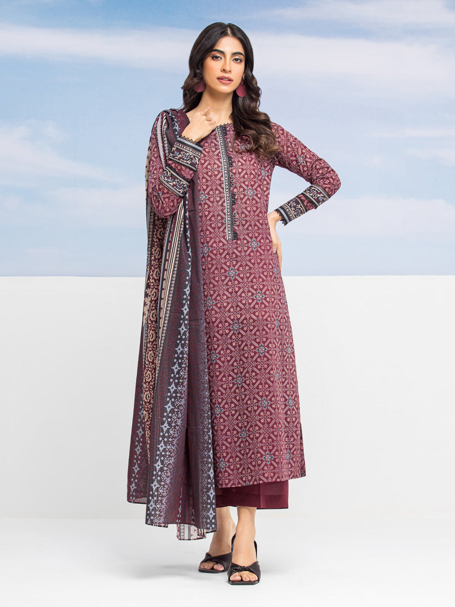 edenrobe Allure Lawn Unstitched Printed 3Pc Suit EWU24A1-28192-3P
