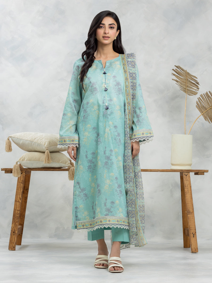 edenrobe Allure Lawn Unstitched Printed 3Pc Suit EWU24A1-28379