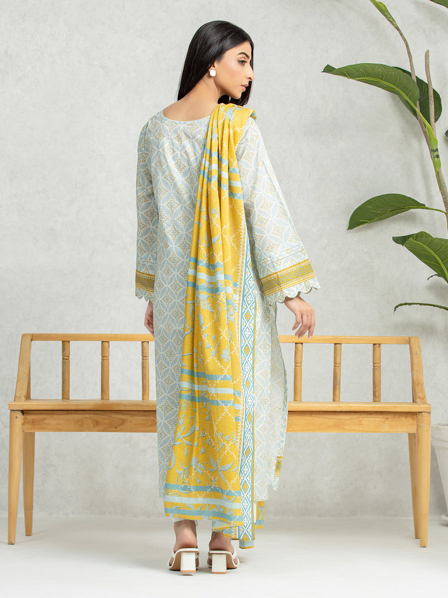 edenrobe Allure Lawn Unstitched Printed 3Pc Suit EWU24A1-28461