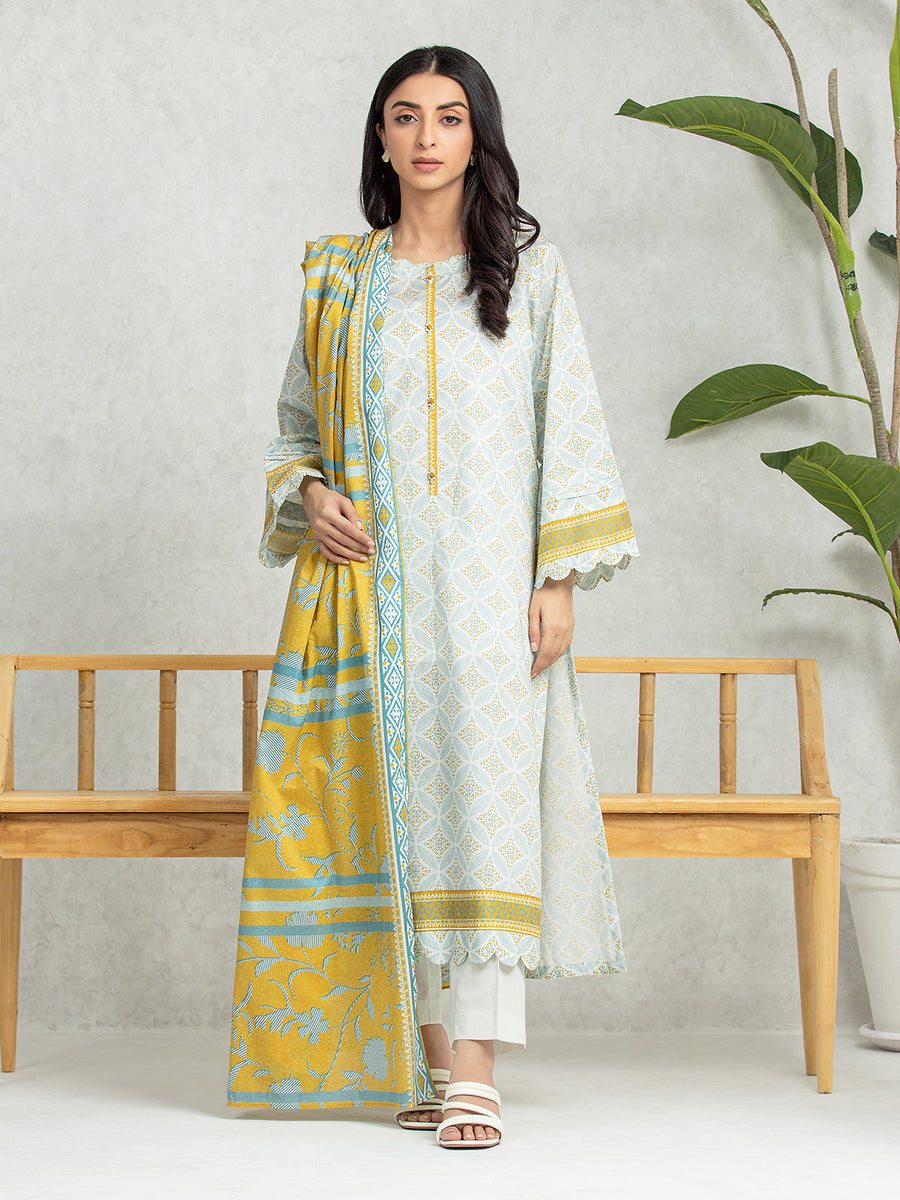 edenrobe Allure Lawn Unstitched Printed 3Pc Suit EWU24A1-28461