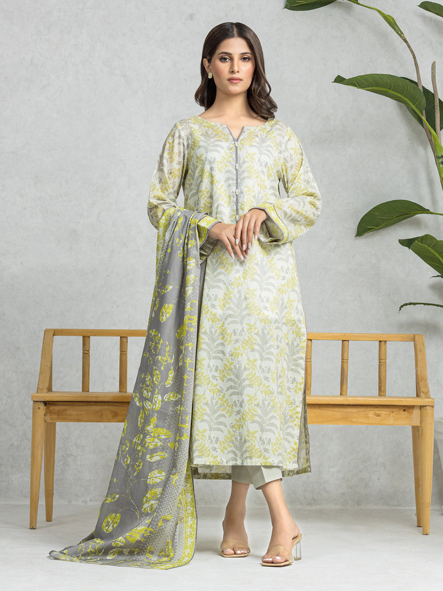 edenrobe Allure Lawn Unstitched Printed 3Pc Suit EWU24A1-28470
