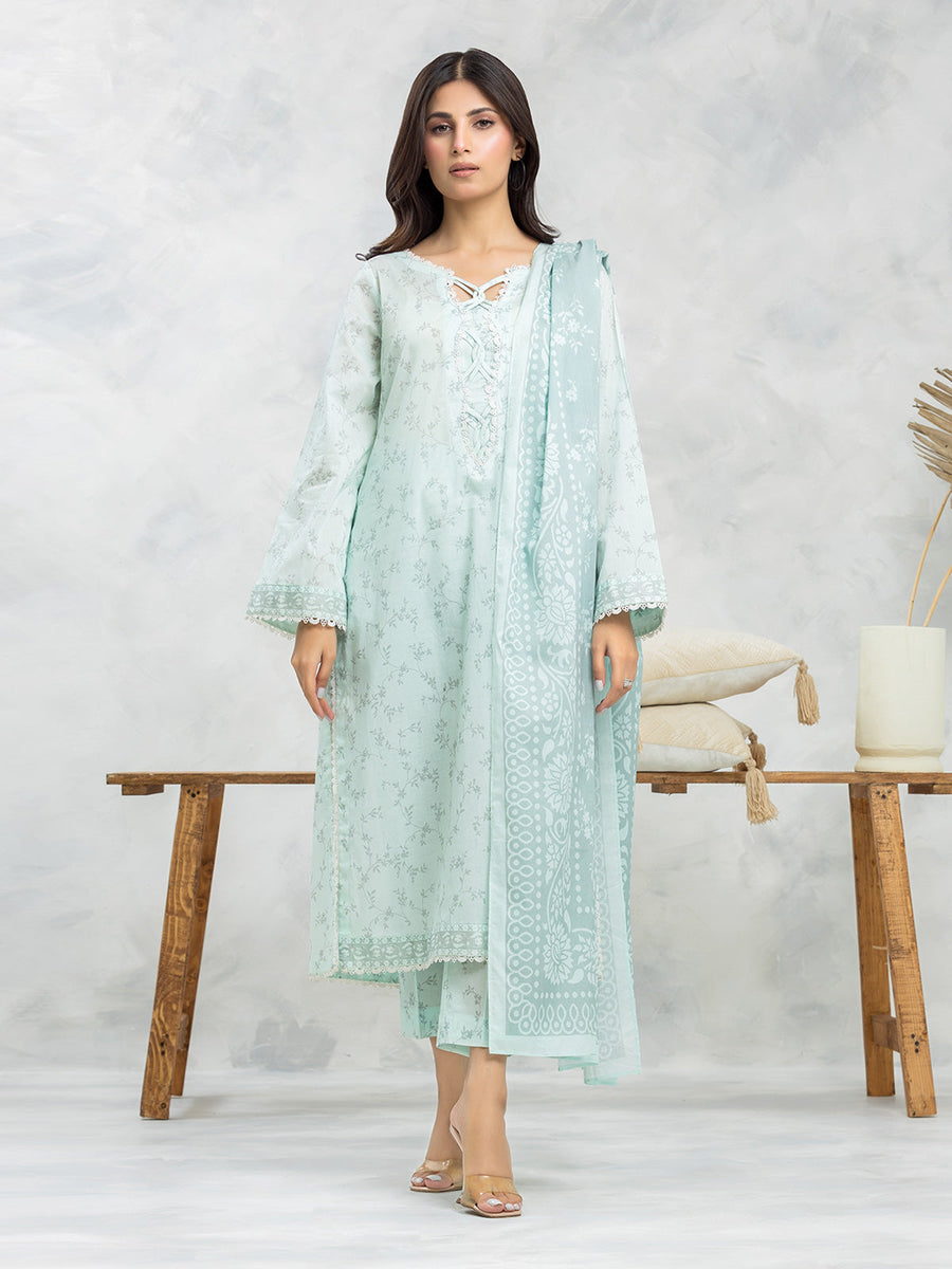 edenrobe Allure Lawn Unstitched Printed 3Pc Suit EWU24A1-29002