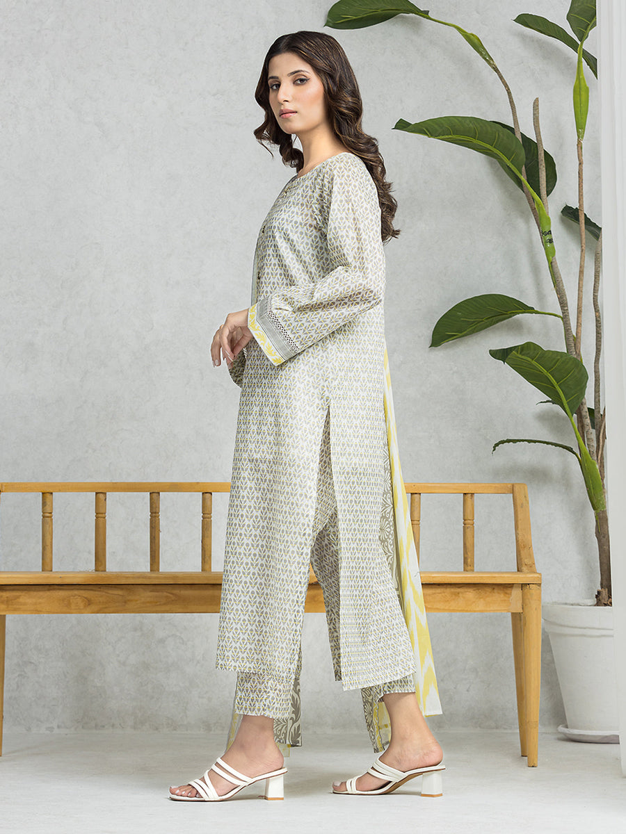 edenrobe Allure Lawn Unstitched Printed 3Pc Suit EWU24A1-29003