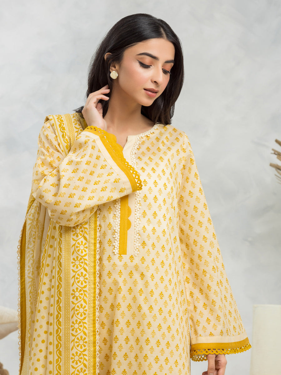 edenrobe Allure Lawn Unstitched Printed 3Pc Suit EWU24A1-29012