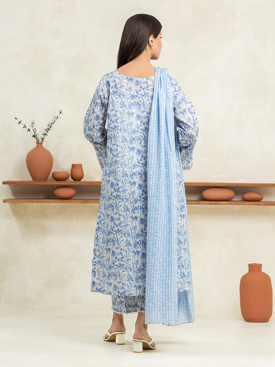 edenrobe Allure Lawn Unstitched Printed 3Pc Suit EWU24A1-29016