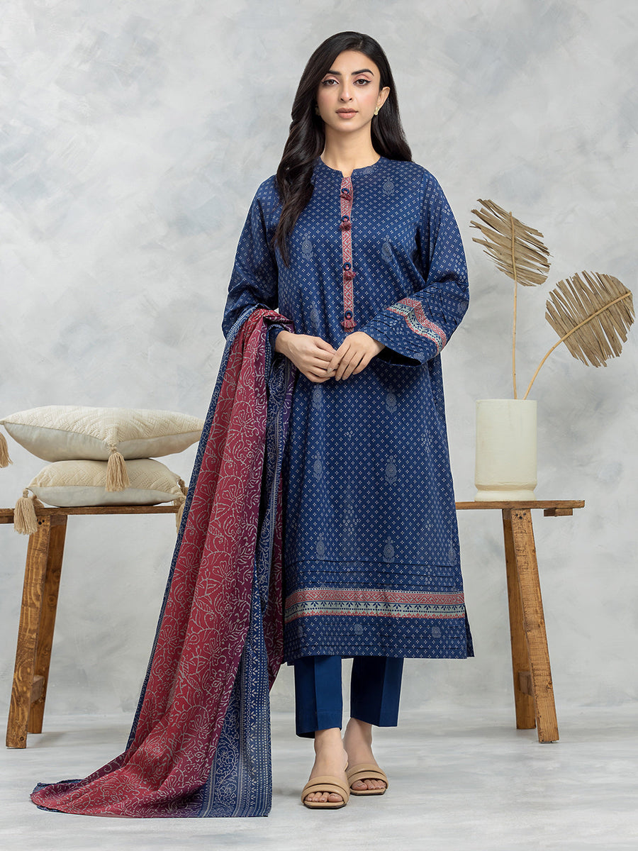 edenrobe Allure Lawn Unstitched Printed 3Pc Suit EWU24A1-29080