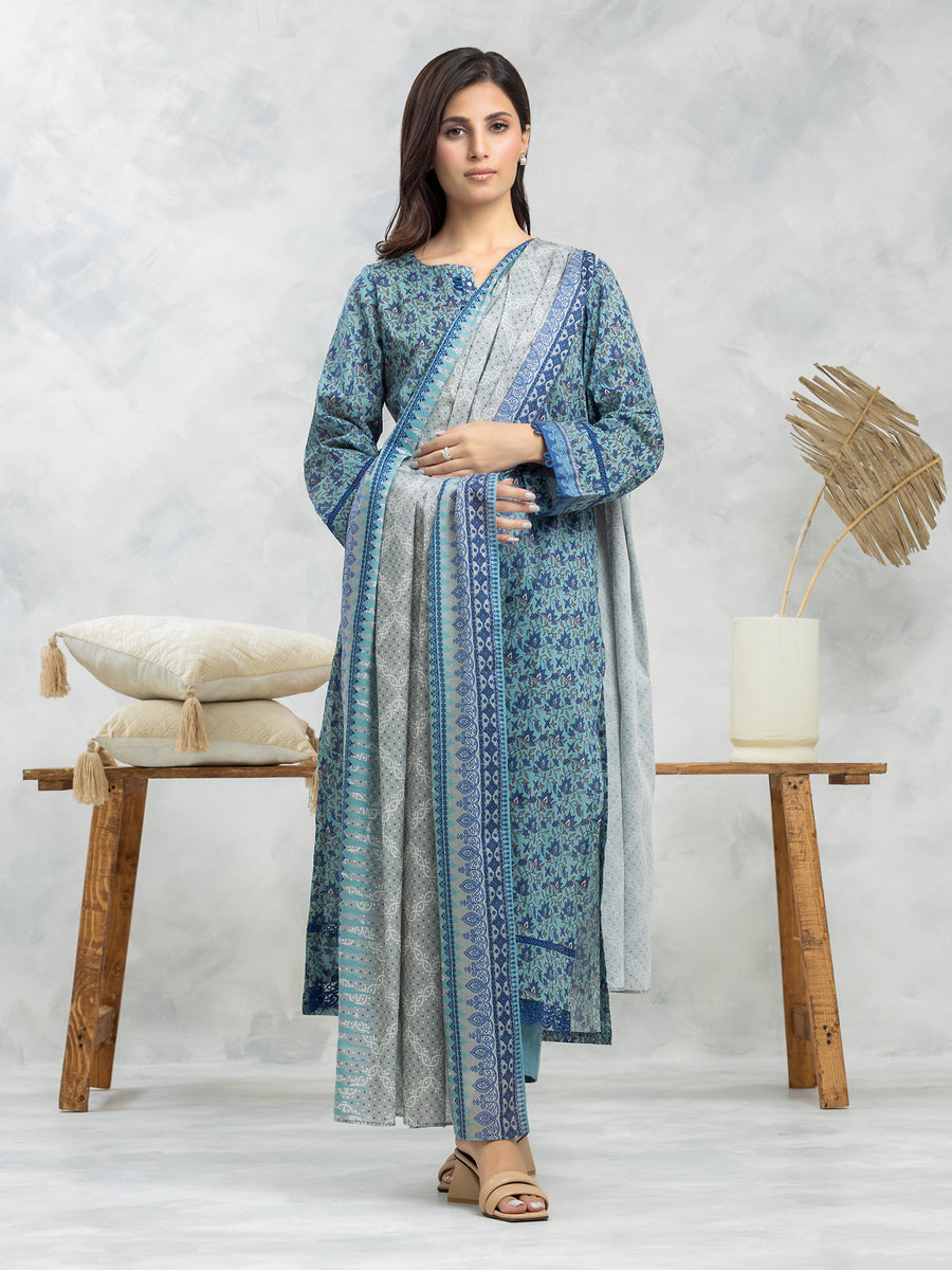edenrobe Allure Lawn Unstitched Printed 3Pc Suit EWU24A1-29081