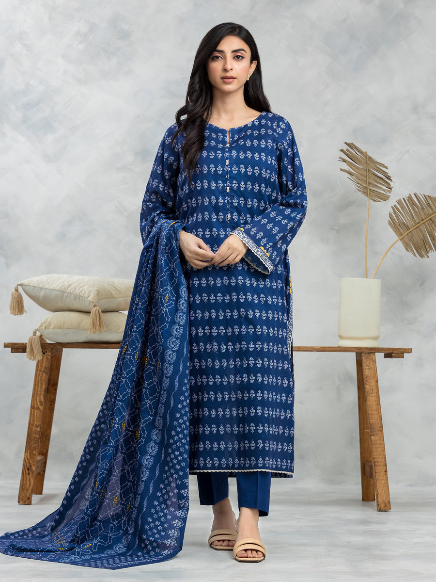 edenrobe Allure Lawn Unstitched Printed 3Pc Suit EWU24A1-29091