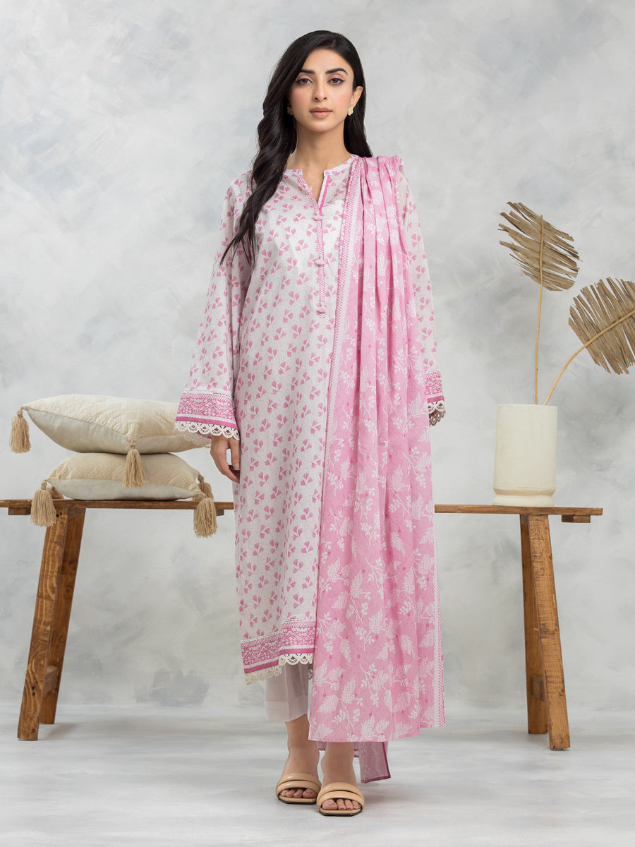 edenrobe Allure Lawn Unstitched Printed 3Pc Suit EWU24A1-29100