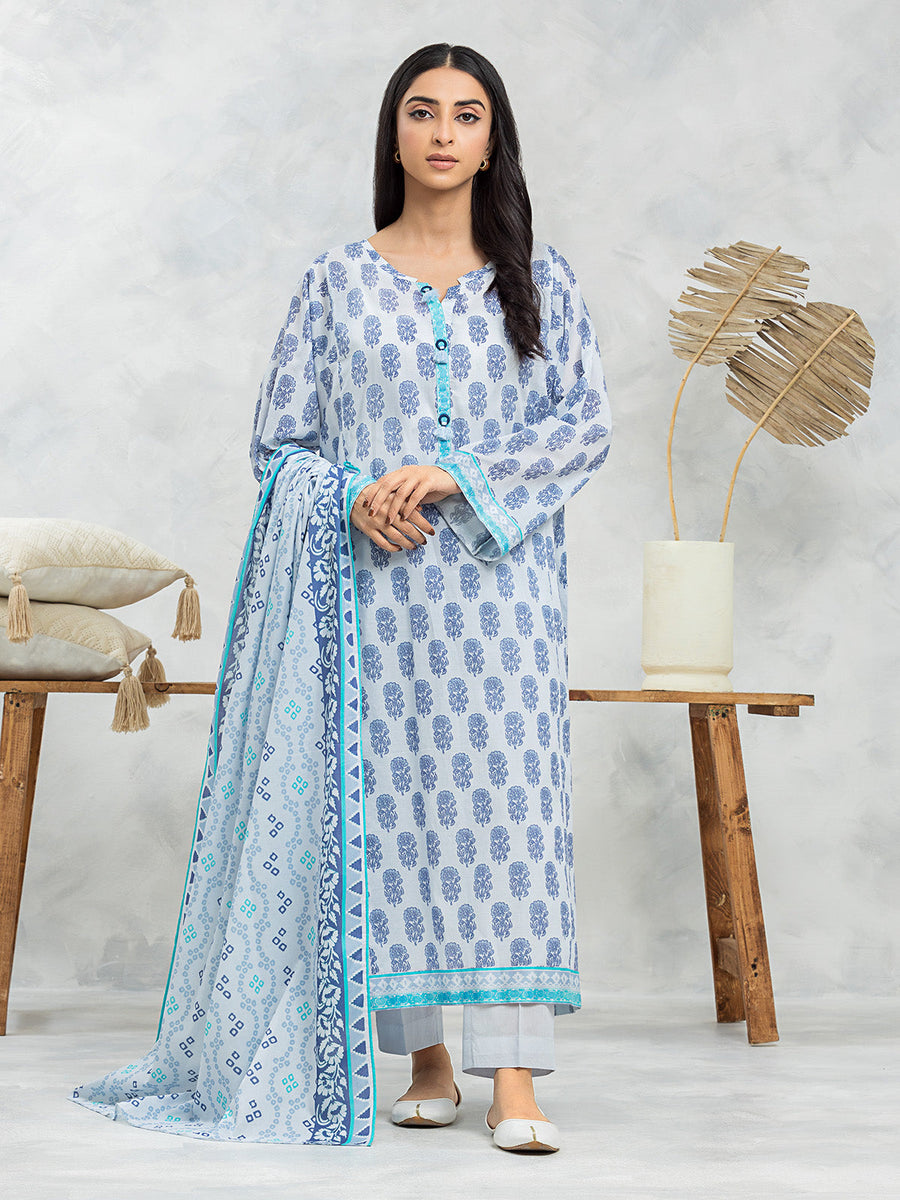 edenrobe Allure Lawn Unstitched Printed 3Pc Suit EWU24A1-29113