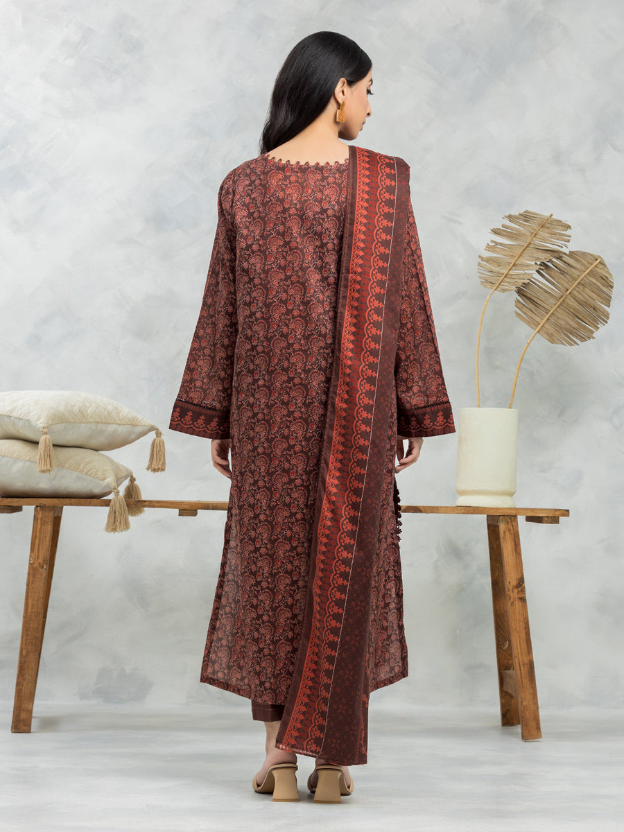 edenrobe Allure Lawn Unstitched Printed 3Pc Suit EWU24A1-29173