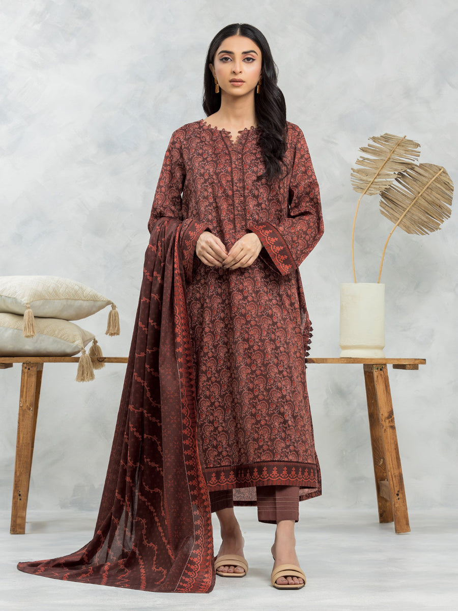 edenrobe Allure Lawn Unstitched Printed 3Pc Suit EWU24A1-29173