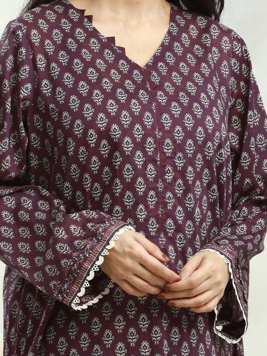 edenrobe Allure Lawn Unstitched Printed 3Pc Suit EWU24A1-29174