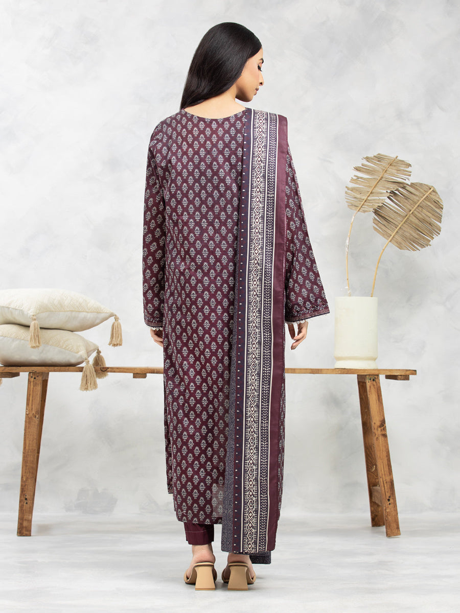 edenrobe Allure Lawn Unstitched Printed 3Pc Suit EWU24A1-29174