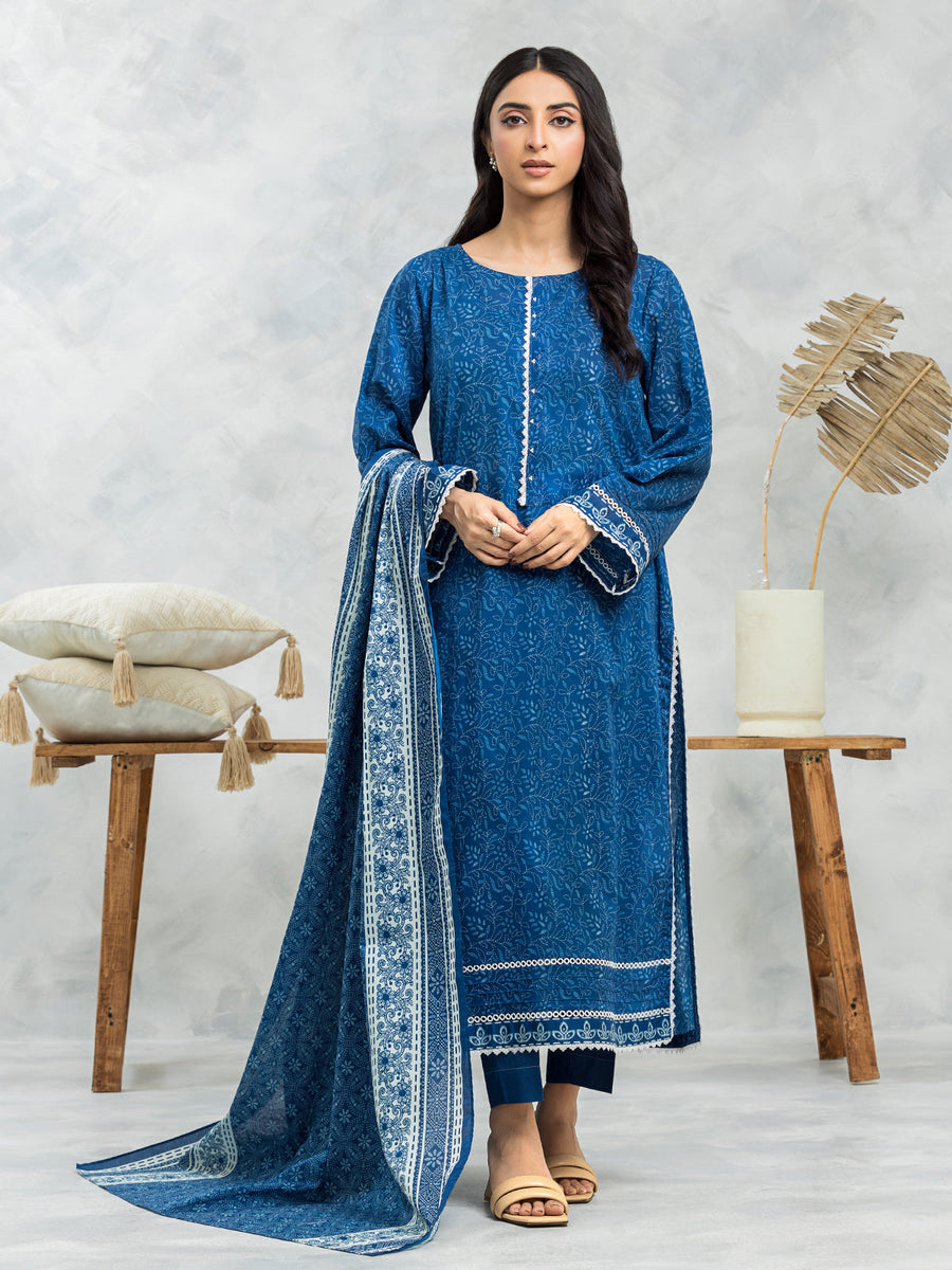 edenrobe Allure Lawn Unstitched Printed 3Pc Suit EWU24A1-29177