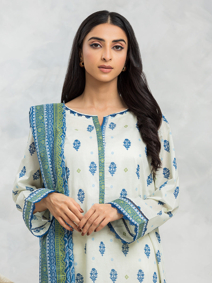 edenrobe Allure Lawn Unstitched Printed 3Pc Suit EWU24A1-29182