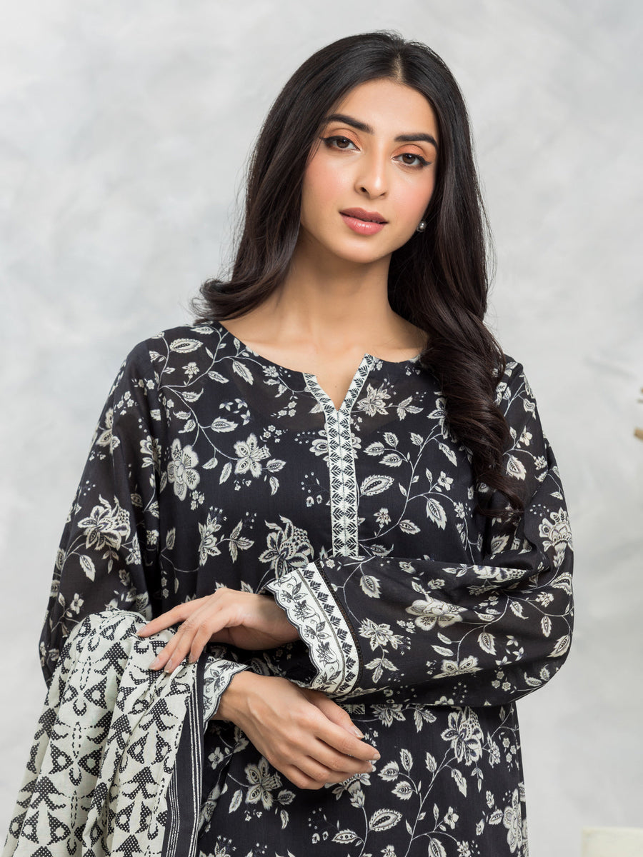 edenrobe Allure Lawn Unstitched Printed 3Pc Suit EWU24A1-29233
