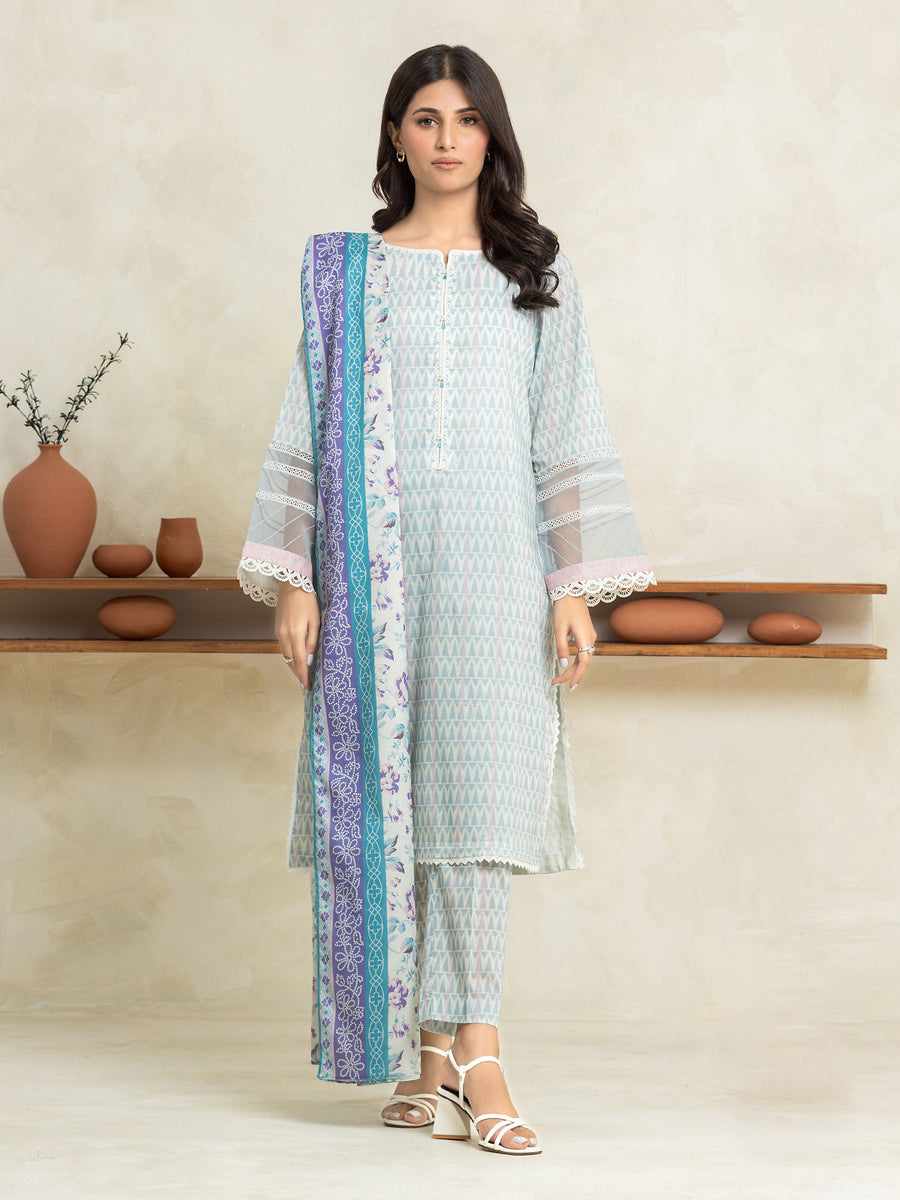 edenrobe Allure Lawn Unstitched Printed 3Pc Suit EWU24A1-29245