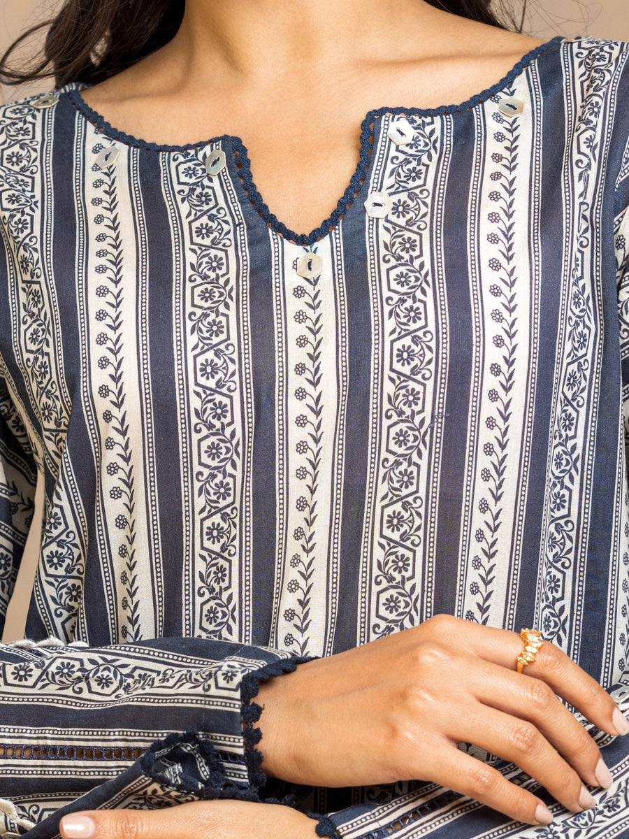 edenrobe Allure Lawn Unstitched Printed 3Pc Suit EWU24A1-29481