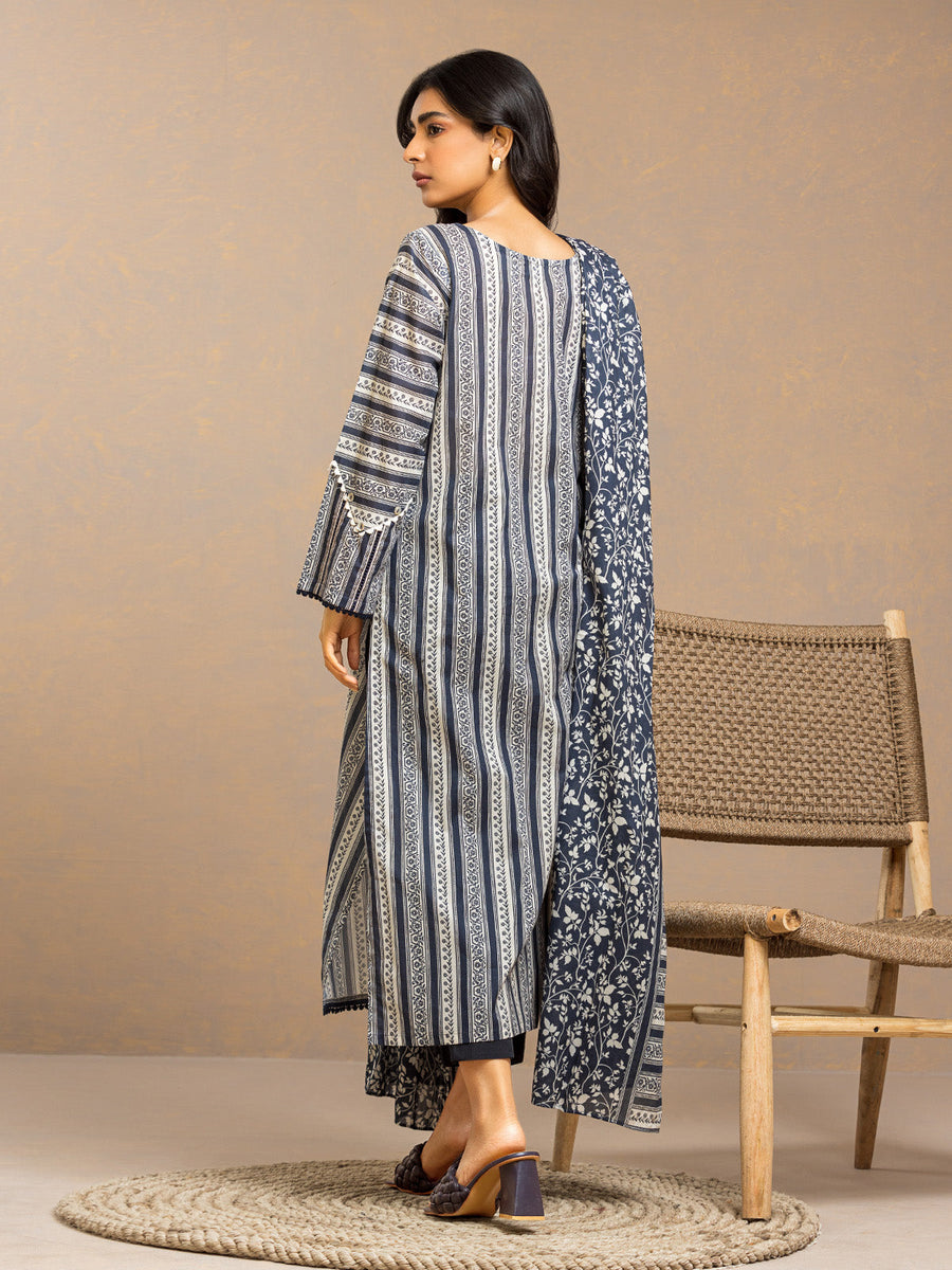 edenrobe Allure Lawn Unstitched Printed 3Pc Suit EWU24A1-29481