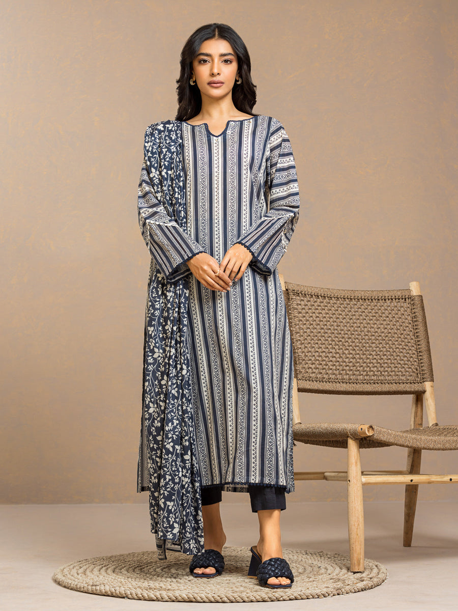 edenrobe Allure Lawn Unstitched Printed 3Pc Suit EWU24A1-29481